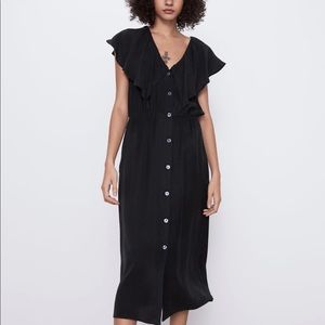 Zara NWT Ruffled black Dress size small